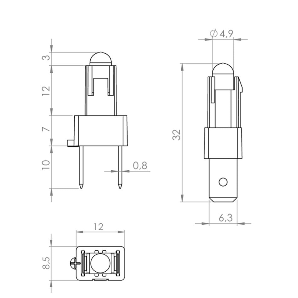 LED with Terminal Holder –  White Light