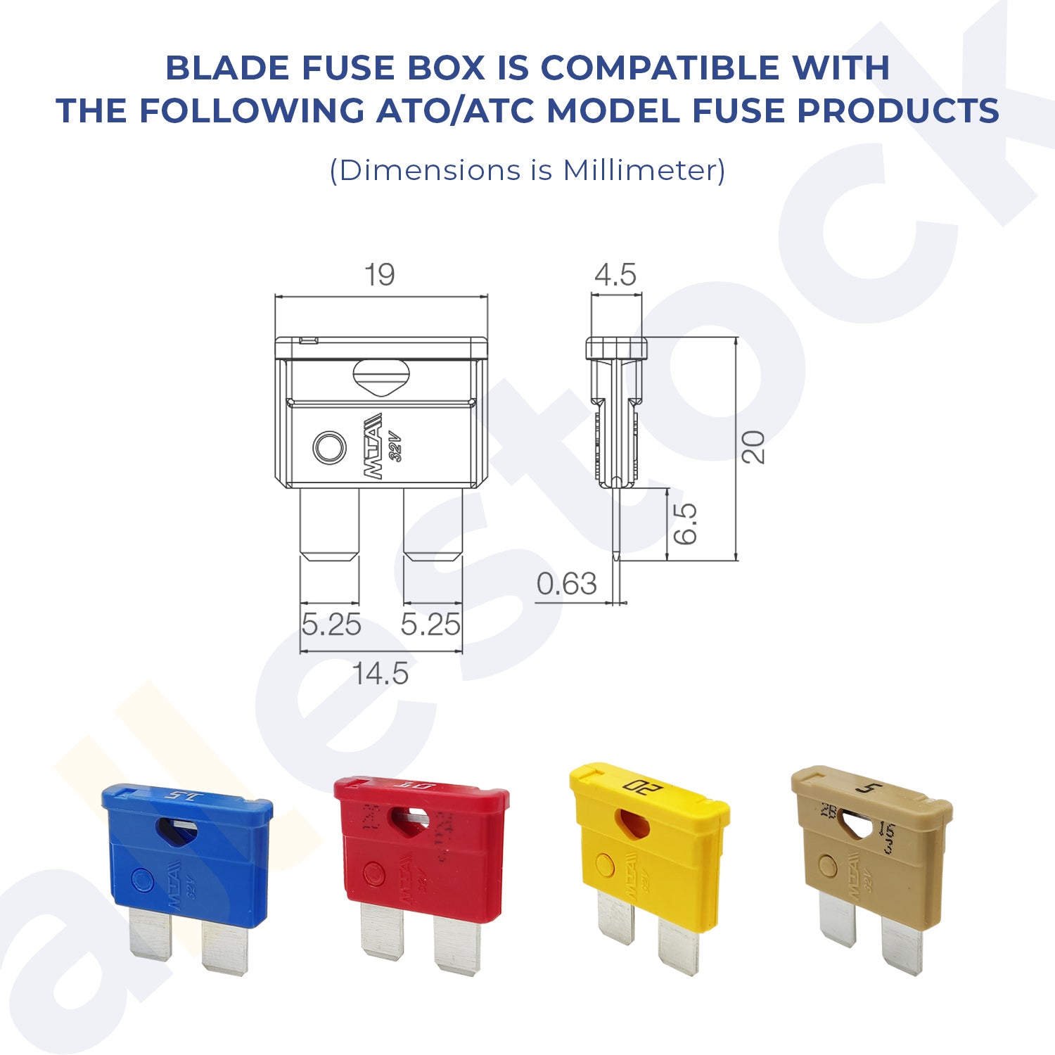 8-piece fuse box ATO/ATC fuse block with external plug Max: 32V DC 15A –  Allestock DE